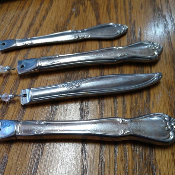 Pink/Purple Beaded Butterfly Upcycled Recycled Silverware Windchime - Picture 9 of 10